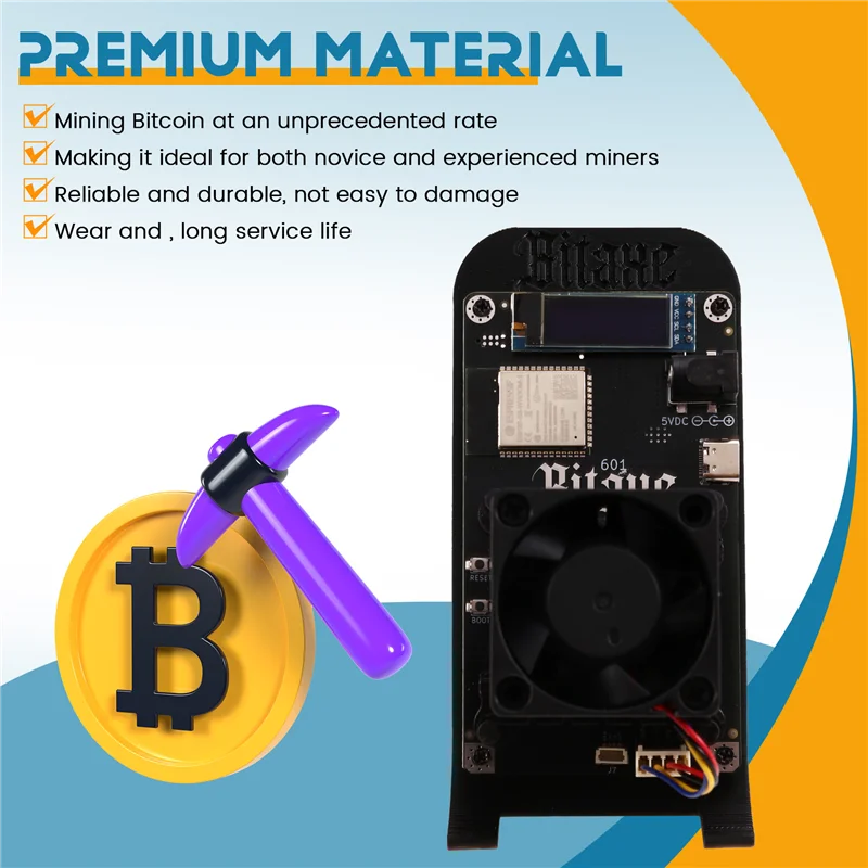 A98I-Bitaxe Gamma 601 BTC Solo Miner 1.2TH/S 18-22W BM1370 Asic Chip From Antminer S21 Pro Bitcoin Crypto Miner Black EU Plug