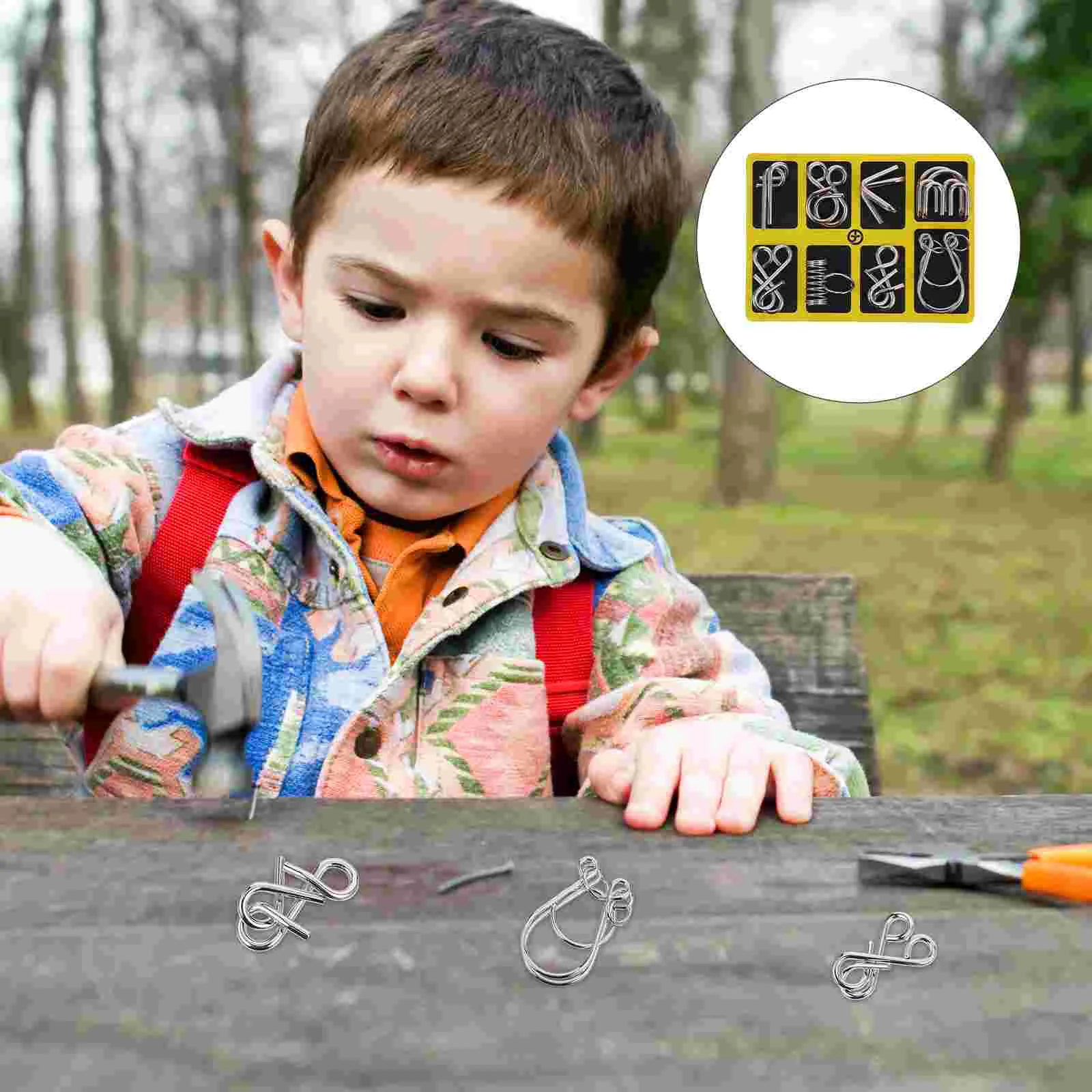 

2 Sets Unlock Toys Disentanglement Puzzle Intelligence Puzzles Ring Stainless Steel Wire IQ Metal