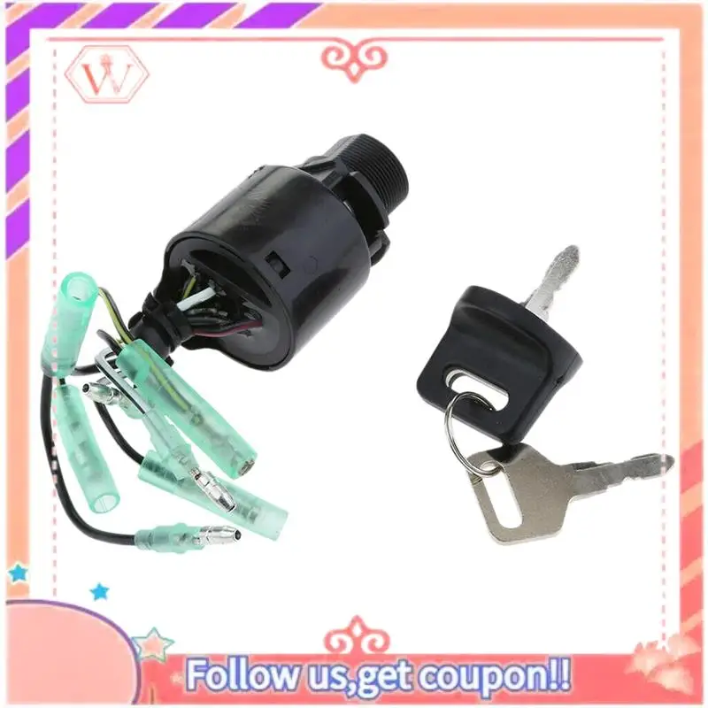 

Durable Ignition Switch Assembly With Key Replacement 35100-ZV5-013 Black For Honda Outboard