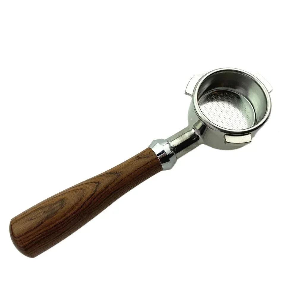 Coffee Machine Handle Standard Stainless Steel Single Cup Handle 58mm Coffee Machine Bottomless Wooden Handle 51mm/54mm/58mm