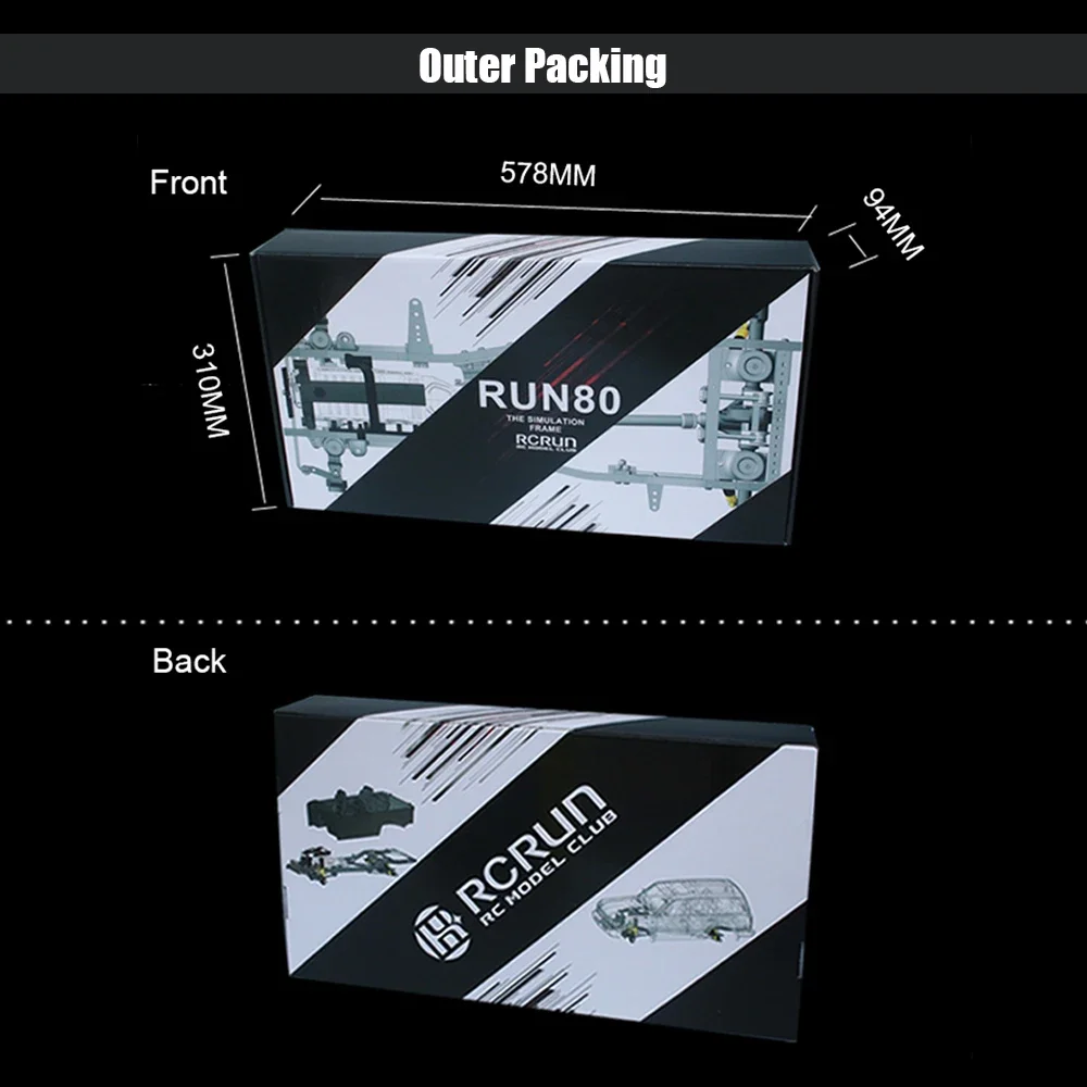 RCRUN-Kit de cadre de châssis en métal LC80, empattement réglable pour modèle de camion tout-terrain 1/10 RC Inoler, échelle 1:10