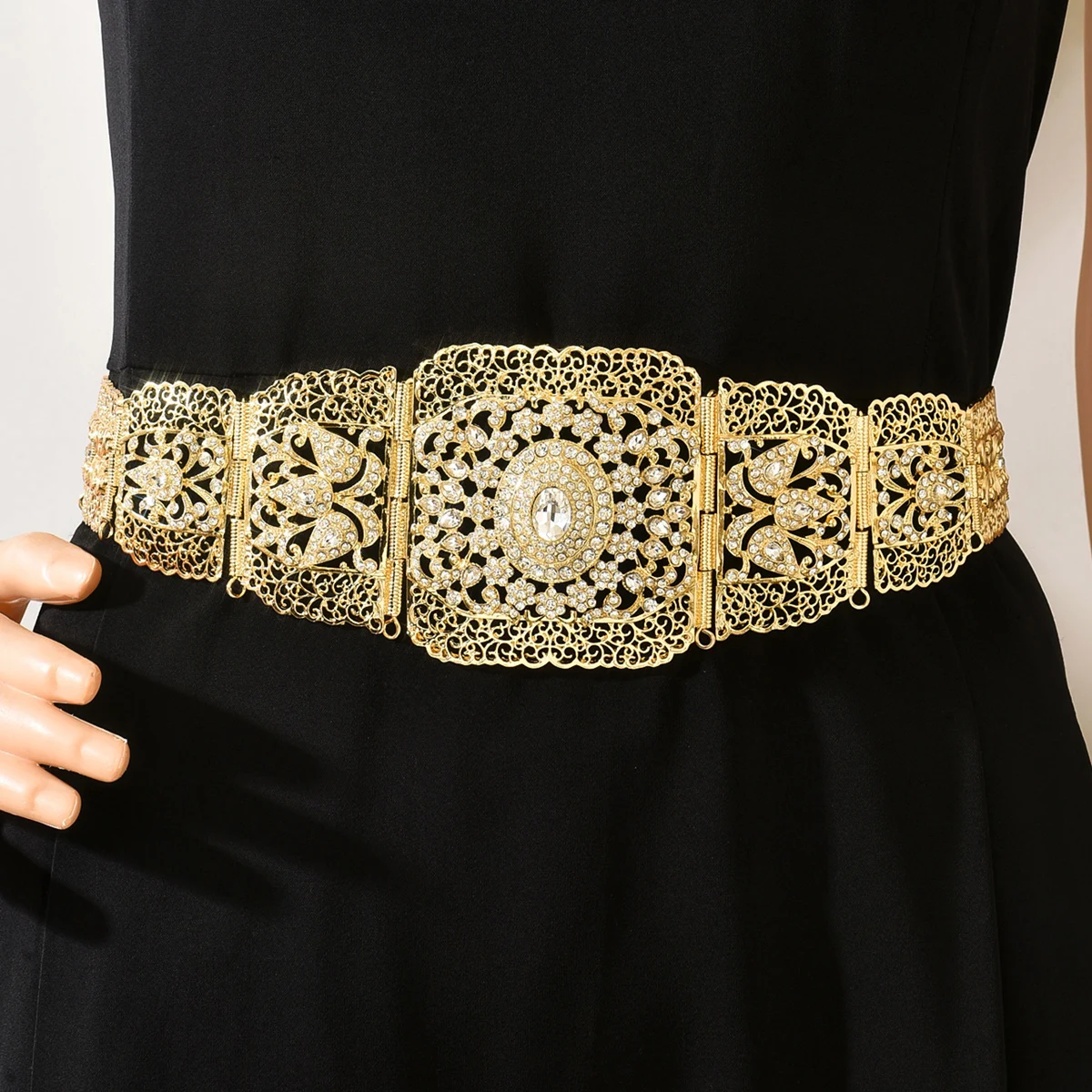 حزام تخريمية رائع لحفلات الزفاف - خيارات متعددة الألوان مع لهجات كريستال وأحجار كريمة لامعة لتصفيف بيان ثوب الزفاف المبهر #6