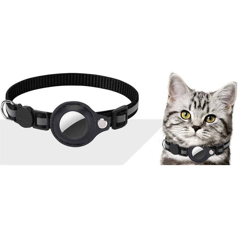 

Reflective Dog Collar With Bell For Air Tag Holder Mini Gps Tracker Carry Pet Cat Collar Anti Lost Safety Breakaway Accessories