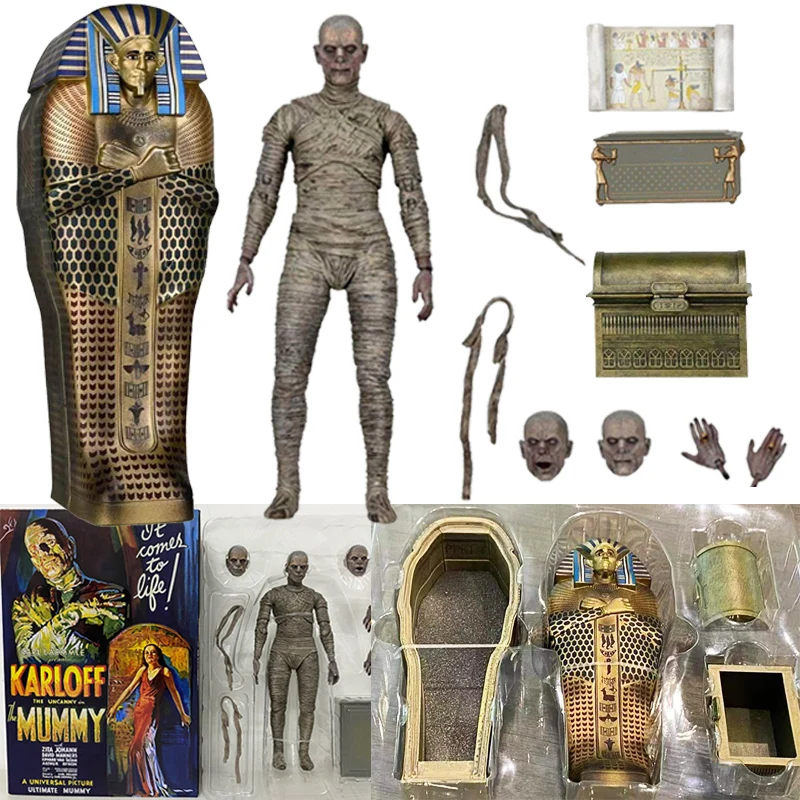 NECA Figure Universal Monsters The Mummy Casket Coffin Pyramid Action Figure Monsters Model Toy Christmas Halloween