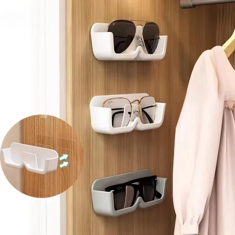 

1-30Pcs No Drilling Eyeglasses Holder Wall Mount Adhesive Sunglasses Display Organizer Stand with Acrylic Case Storage