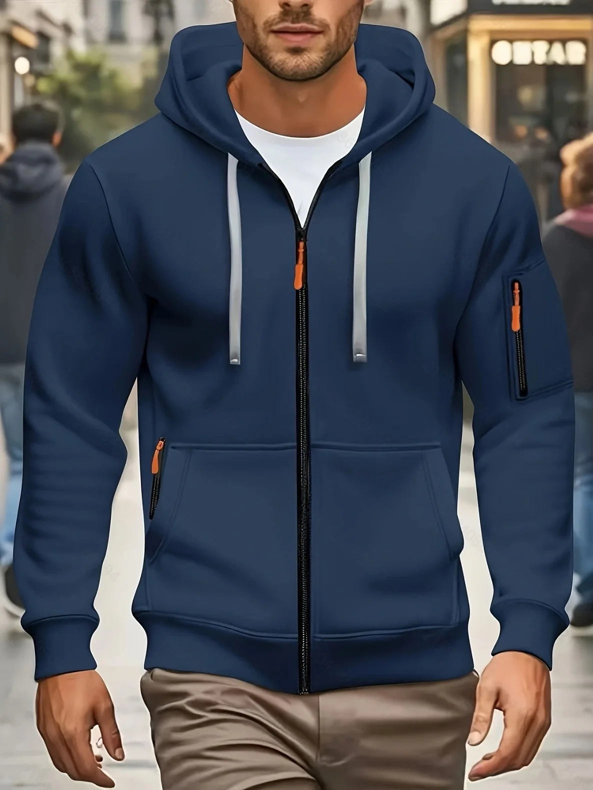 2026 autunno e inverno nuovo sciolto plus size uomo trendy multi tasca con cerniera cardigan felpa giacca felpa con cappuccio