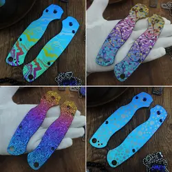 1 Pair Custom Made DIY Titanium Handle Patches Grips Scales for Spyderco C81 Paramilitary 2