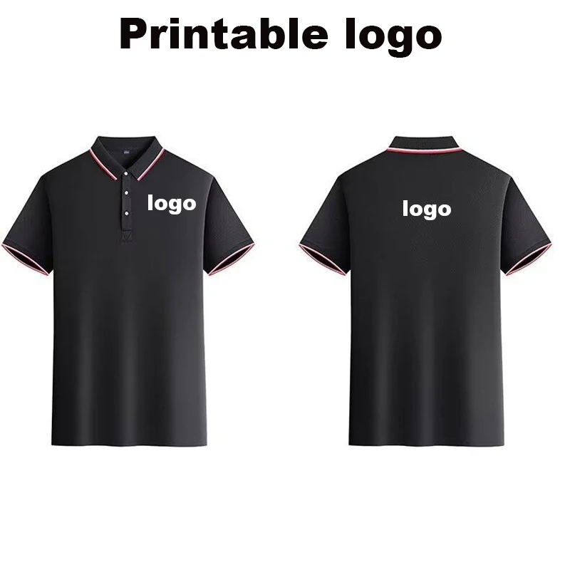 Custom Logo Men's Polo Shirts Turn Over Collar Short Sleeve Breathable Work Uniforms Casual T-Shirts