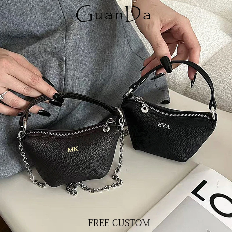 Women Bags Zip - Engrave Initials Luxury Woman Handbag Cowhide