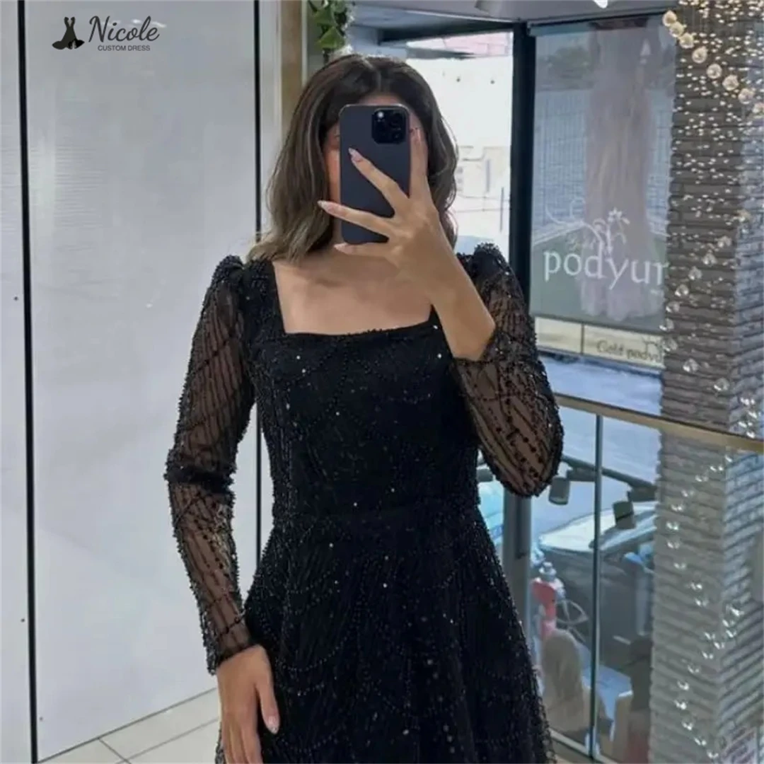 Nicole ligne une femme robe élégante de luxe col carré robe de bal luxueuse 2025 sur mesure robes de soirée luxueuses pour femmes