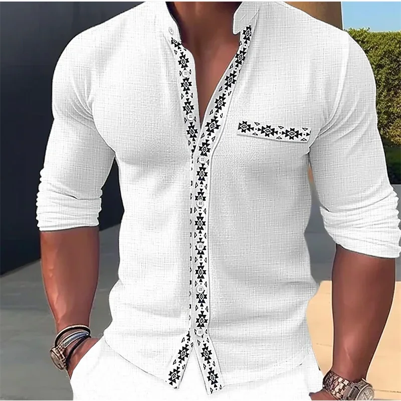 

New Spring Summer Shirt Men's Fashion Casual Button Stitching Stripe Designer Design Hawaii Simple Comfortable Soft Material Top