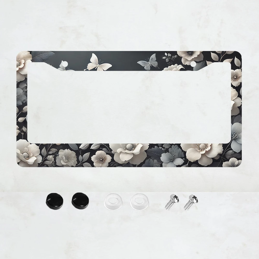 

1 шт. Алюминиевая рамка для номерного знака с цветами и бабочками - стандартный размер США 6 x 12 дюймов, декоративная рамка для автомобильного номерного знака