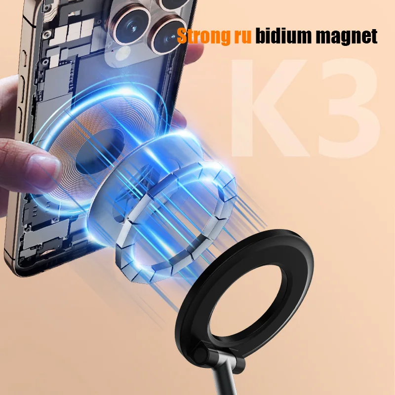 حامل هاتف مغناطيسي قابل للطي 2 في 1، قابل لإعادة الشحن، ضوء ملء للسفر، مكياج، هاتف ذكي محمول لسطح المكتب، ضوء سيلفي للفيديو #4