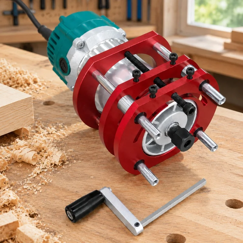 65mm Motor Router Lift Platform with Adjustable Height for DIY Woodworking Benchtop Inserts