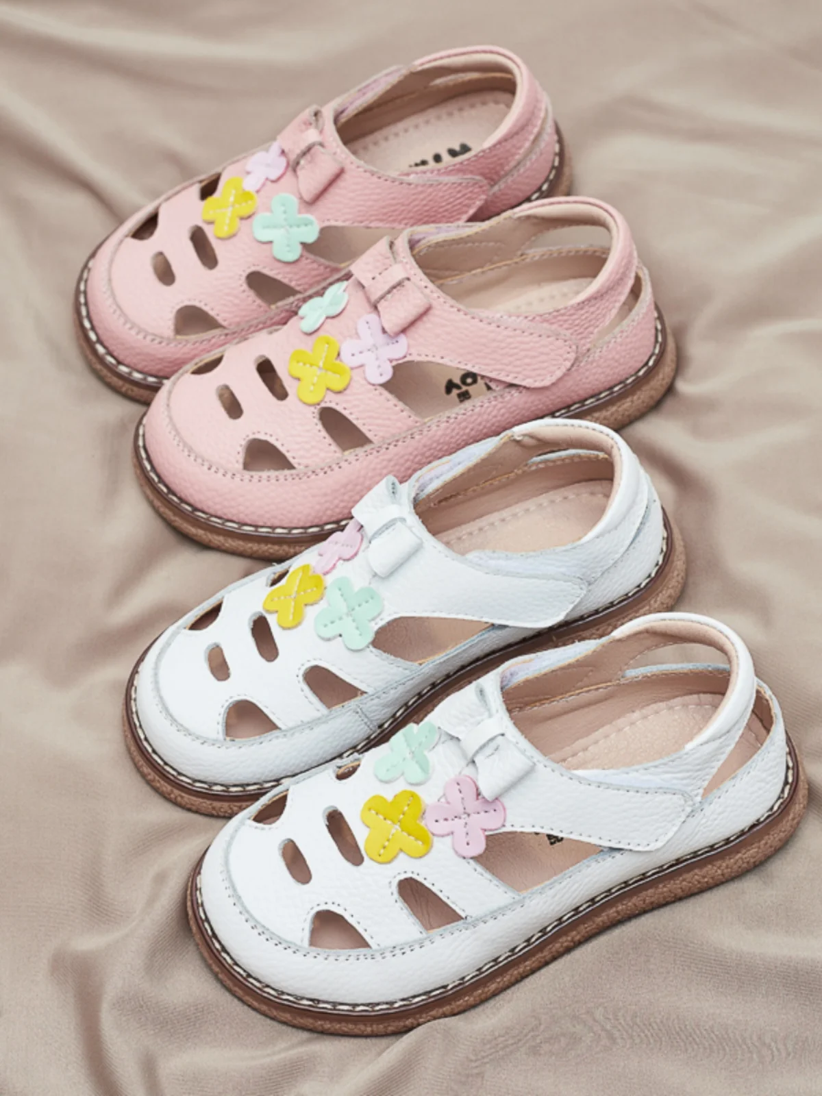 

New Arrival Cowhide Sandals for Girls, Princess Shoes for Summer Beach kids shoes