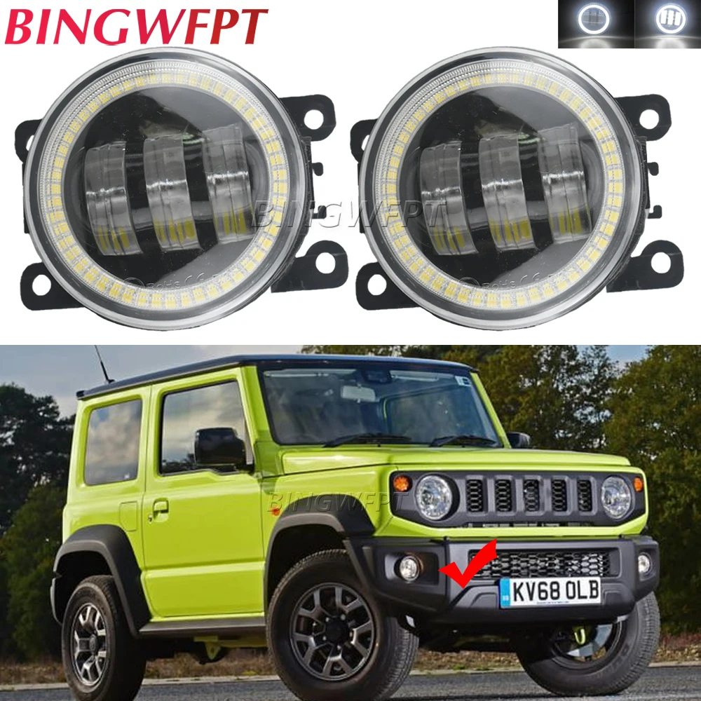 

2 X Angel Eye Fog Light Assembly For Suzuki Jimny JB64 JB74 2018 2019 2020 2021 2022 2023 Car LED Fog Daytime Running Lamp DRL