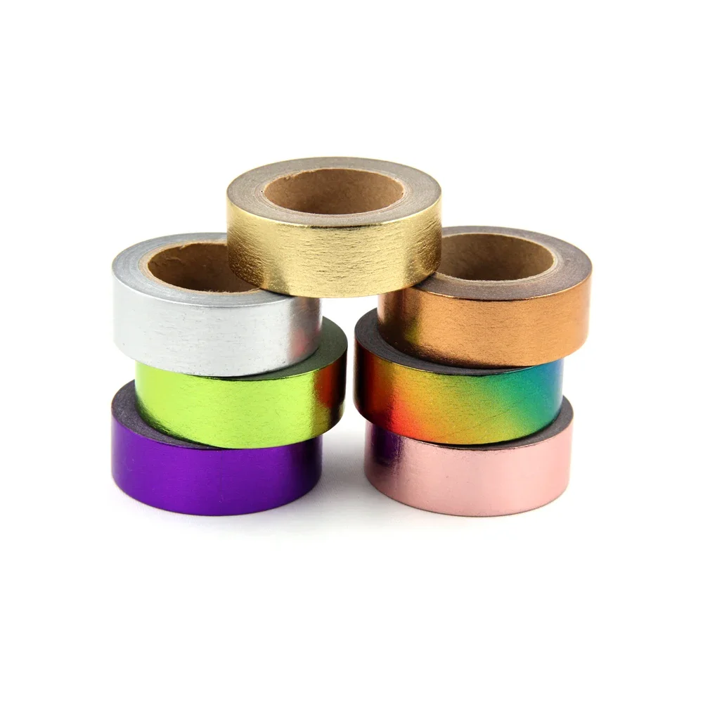 1X Gold Foil Washi Tape Japanese Paper 1.5*10meter Kawaii Scrapbooking Tools Solid Colors Masking Tape Adhesiva Decorativa Tape