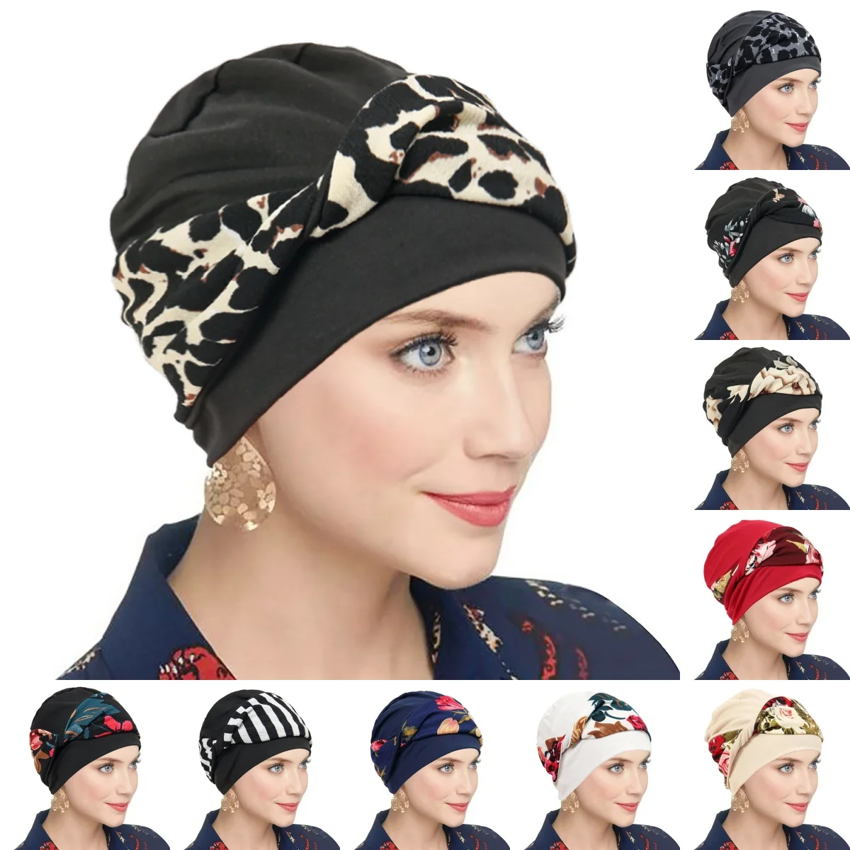 2026 New Muslim Women Twist Braid Turban Hats Pre Tied Headscarf Print Flower Hijabs Bandana Chemo Beanies Caps Cover