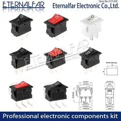 KCD11-101 Push Button Switch 10x15mm SPST 2Pin 3Pin 3A 250V 6A KCD11 Snap-in On/Off Boat Rocker Switch 10MM*15MM Black Red White