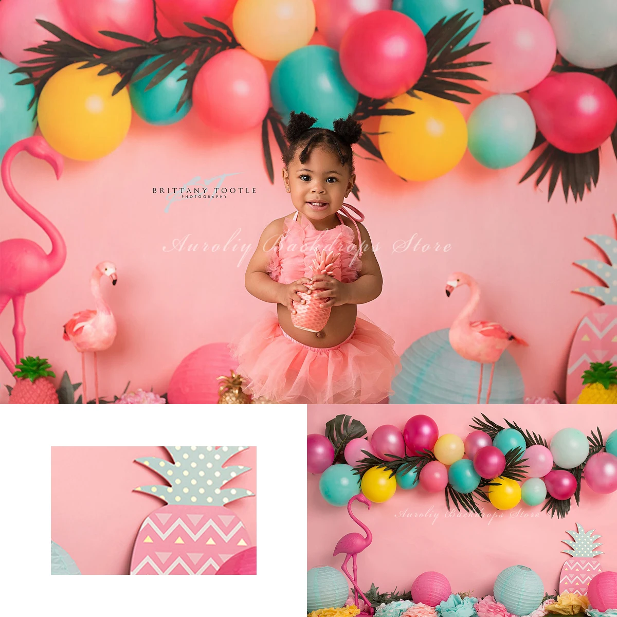 

Flamingo Balloon Arch Backgrounds Kids Adult Photography Props Child Baby Decors Tropical Pink Pineapple Photo Backdrops