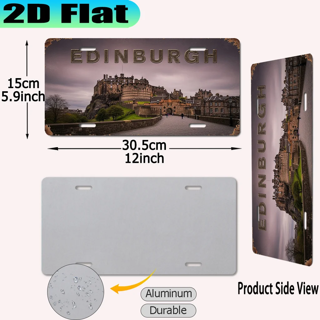 2D Flat - [ Activation] 2D Flat 2D Plane, [2D Plane] 2D Plane Printing, 1pc, Edinburgh Vintage Sign (30.0 X 15.19 cm), Retro Urb