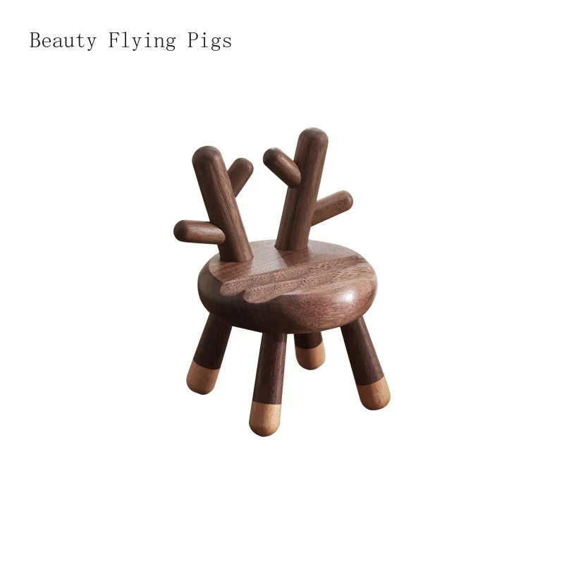 

1 pc 11.7*9*9cm Wooden phone holder Office desktop Deer Chair design Portable Lazy Man Stand Home decor Decorative handicrafts