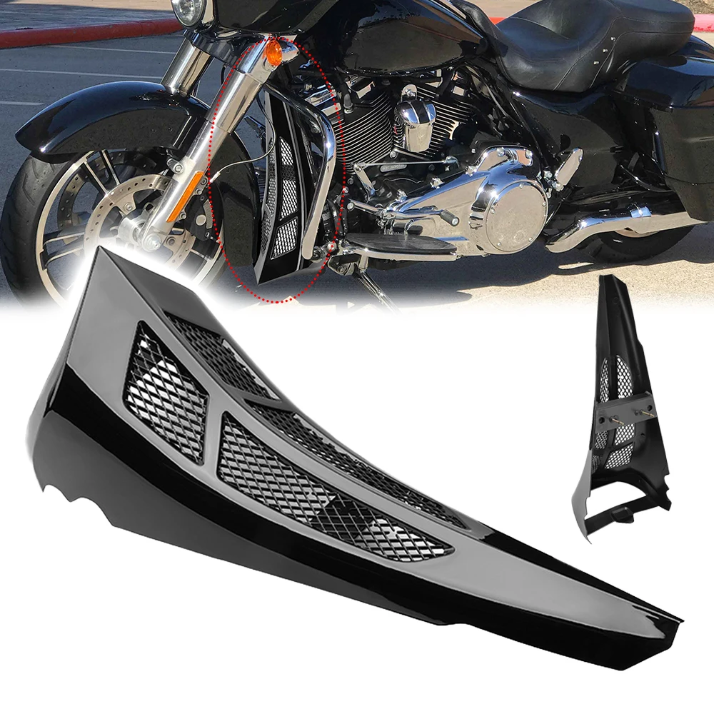 

Motorcycle Gloss Black Front Chin Fairing Spoiler Lower Radiator Cover For Harley Touring Road Glide Street Glide Models 2014-up