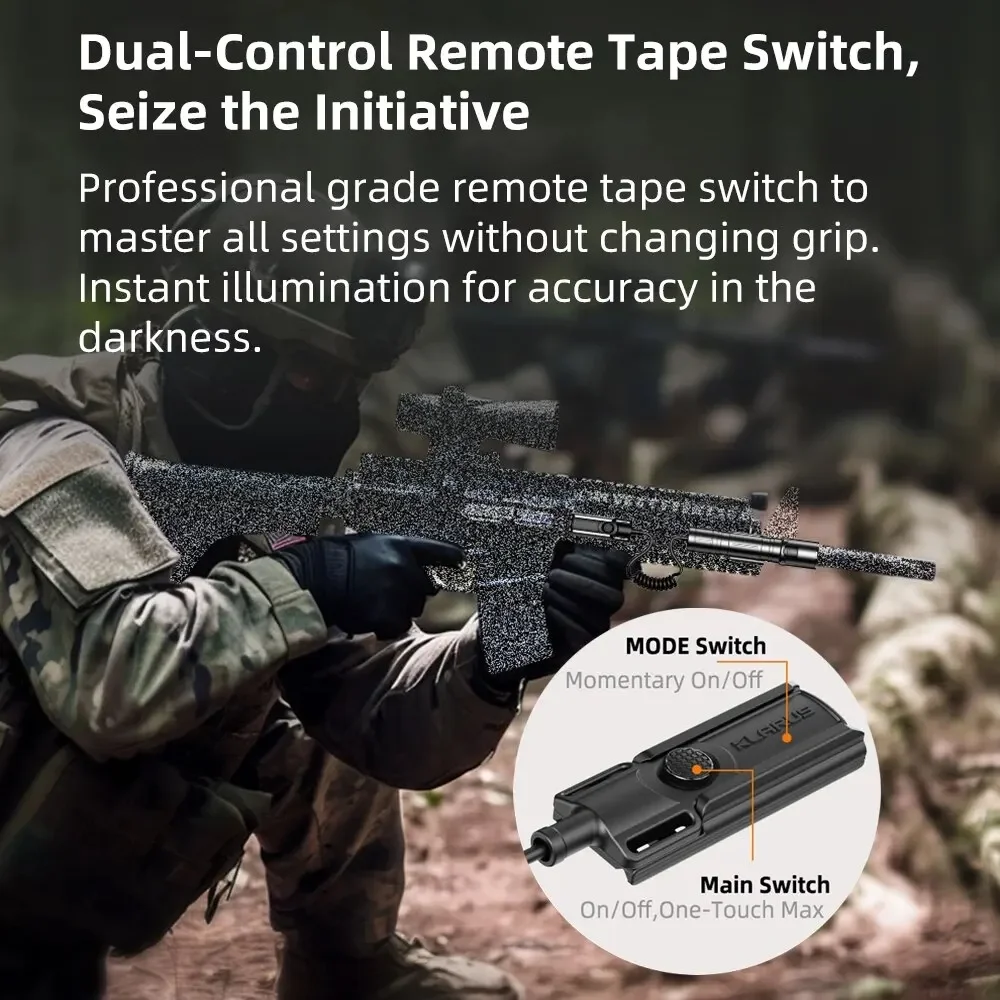 Klarus GL4 Rail ยุทธวิธีไฟฉาย 3300 Lumens ไฟฉาย LED พร้อมรีโมทคอนโทรลสวิตช์หาง Dual-การตั้งค่าอาวุธสําหรับล่าสัตว์