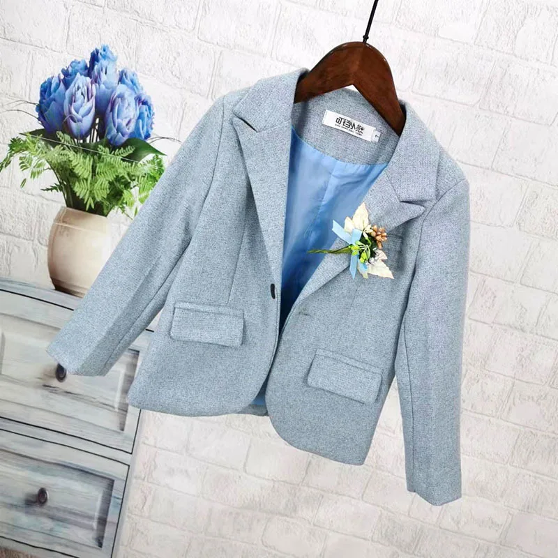 Children\'s Blazers Coat Autumn Spring Solid Color Suit Jackets For Boys Kid\'s Loose Host Performance Outerwear Clothes H38-1
