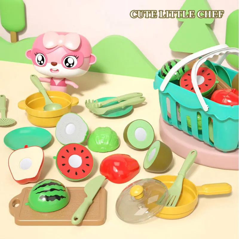 Educational Toy Kitchen Toy Set Cut Fruit and Vegetable Food Pretend Play House Simulation Toys Early Education Girls Boys Gifts