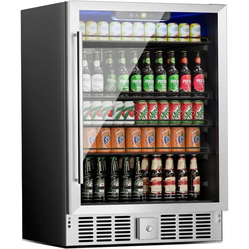 Beverage Refrigerator, 5.3 Cubic Feet/166 Can Fridge for Soda Beer or Wine with Adjustable Shelve & LED Display