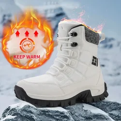 New Warm Men Plush Snow Boots High Top Winter Men's Boots Waterproof Winter Motorcycle Boots Outdoor Anti-Slip Men Hiking Boots