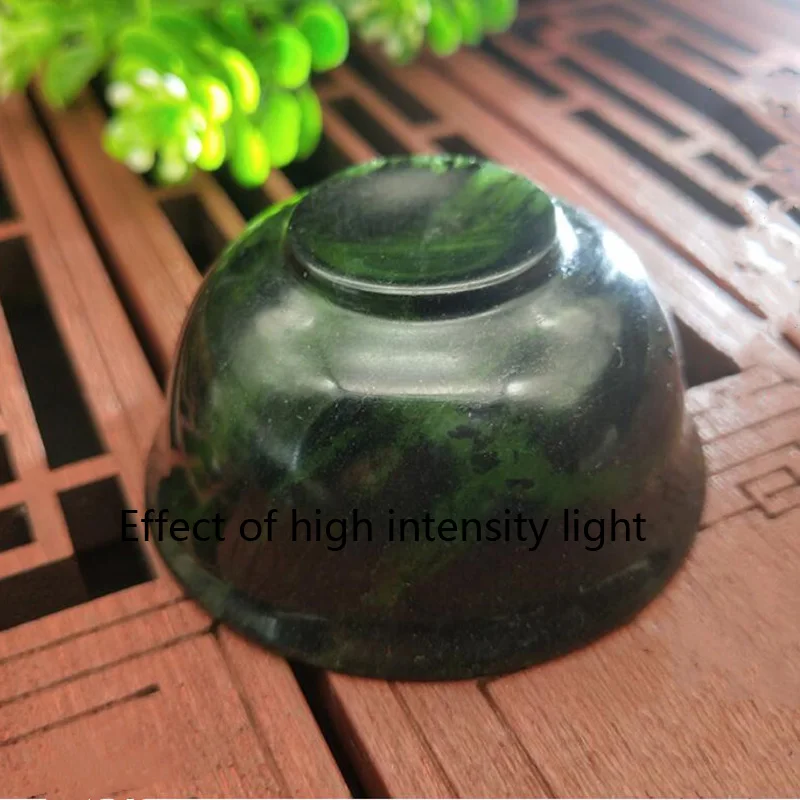 Natural Black -green Jade Large Tea Cup Health Teaset Hand Carved Jades Stone Kung Fu Teacup Drinkware