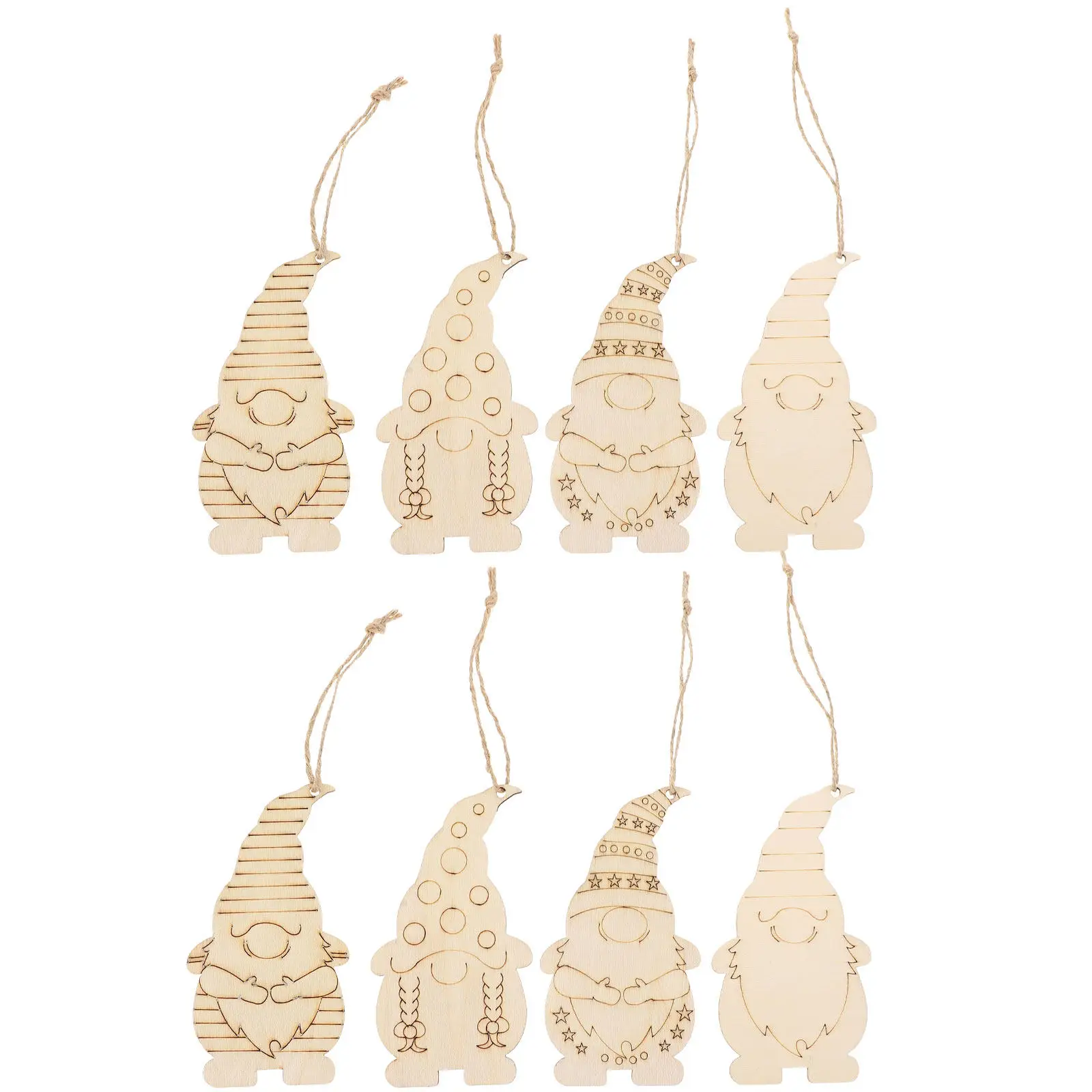 

40 шт. деревянных заготовок для росписи в виде гномов, подвесные украшения, праздничные елочные украшения, деревенский декор для дома, заготовки для творчества