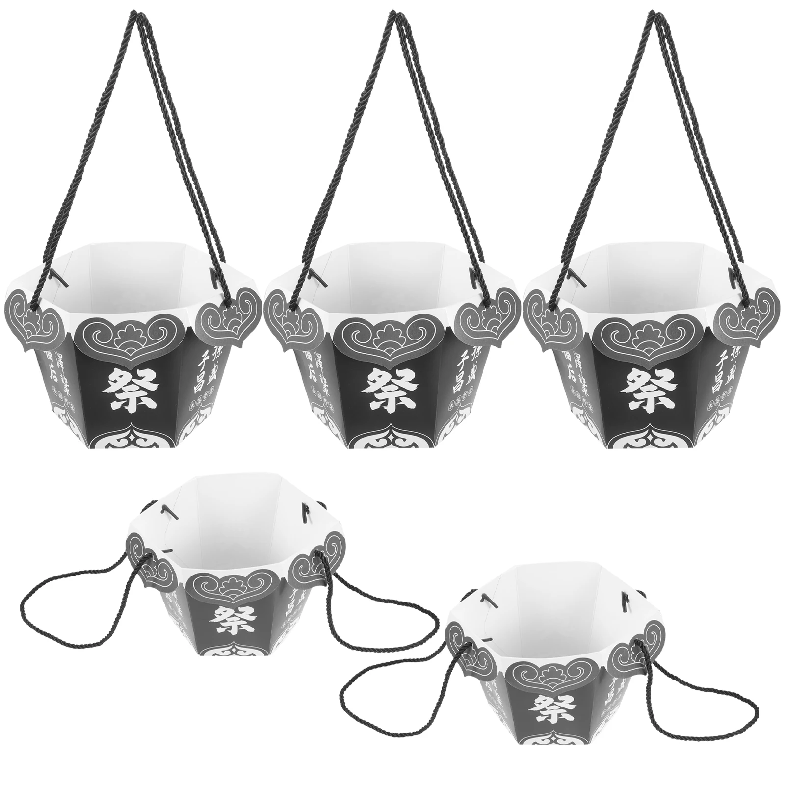 

5 Pcs Black Hexagonal Tote Bags Foldable Grave Flower Holders Cemetery Worship Supplies Funeral Decorations Storage Boxes