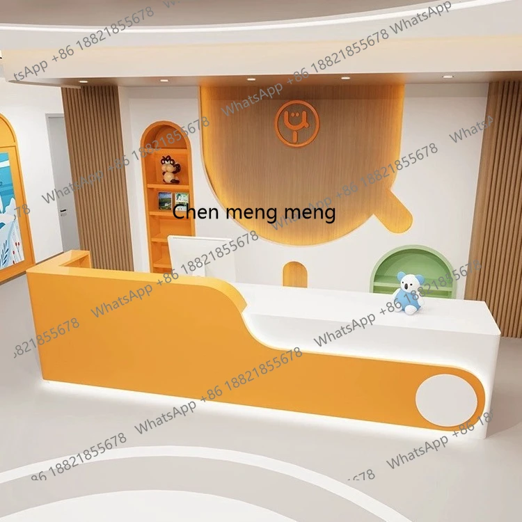 

Front desk, bar table company reception, beauty salon clothing store checkout page