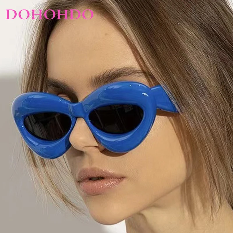 New Sexy Cat Eye Y2K Sunglasses For Women Luxury Brand Designer Inflated Candy Colors Sun Glasses Men Punk Hip Hop Shades ​UV400