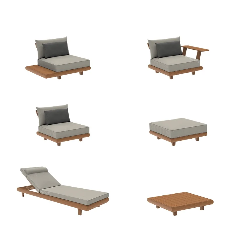 أريكة خشبية حديثة مقسمة من خشب الساج مجموعة أثاث الفناء للحديقة الخارجية #3
