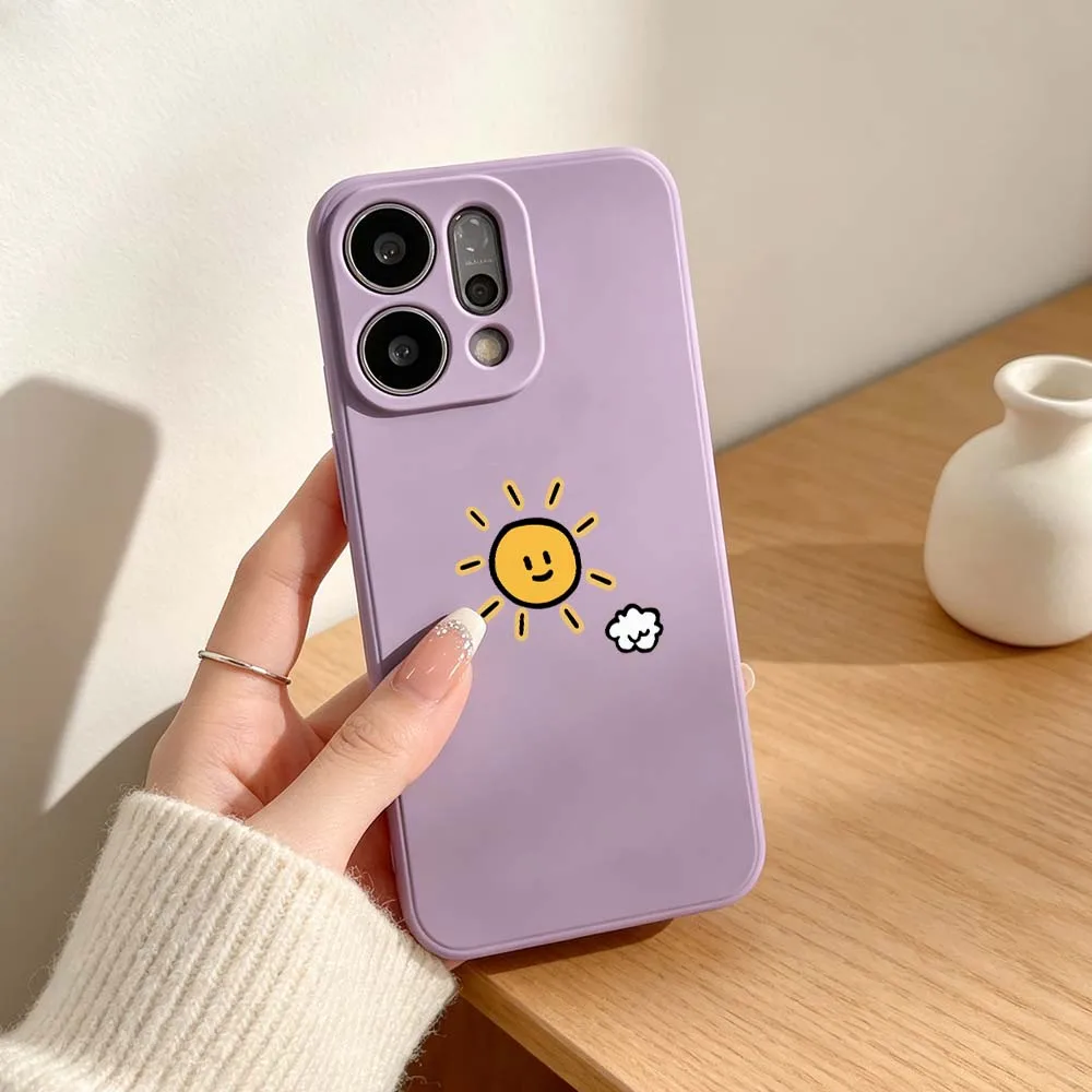 Cartoon Smiling Sun Cloud For OPPO Reno 15 14 13 11 12 FS 9 8 7 6 Pro Max Lite F SE 5G Pro Plus Soft Phone Case Shell