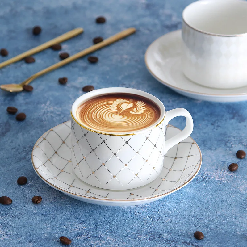 Ceramic Coffee Cup with Plate Office Meeting Household European Afternoon Cup 180ml Men's and Women's Cup Set V60 Coffee Set