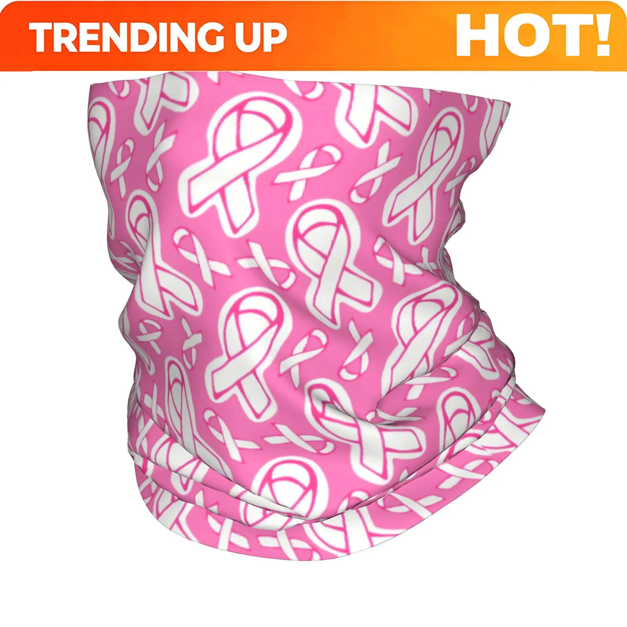 Customization Pink Ribbon Sports Prevention Of Breast Cancer Scarf Neckerchief Neck Face Mask Polyester 2D Print Design