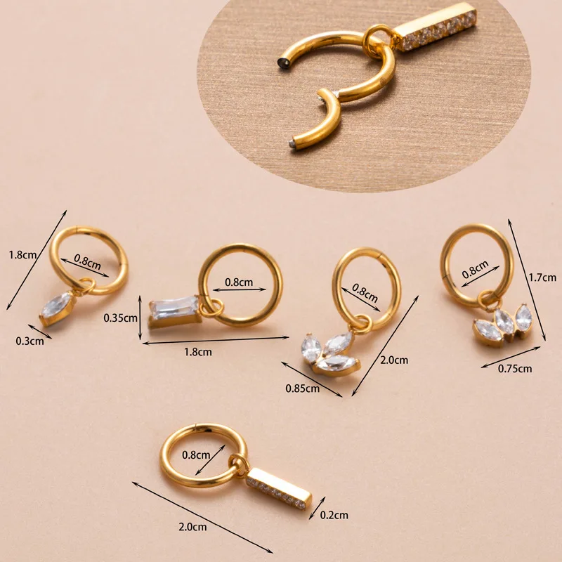 1PC G23 Titanio Piercing Cartilagine Orecchini Helix Conch Ear Clip Zircone Orecchini pendenti PIERC Gioielli Per Le Donne 2023 di Tendenza