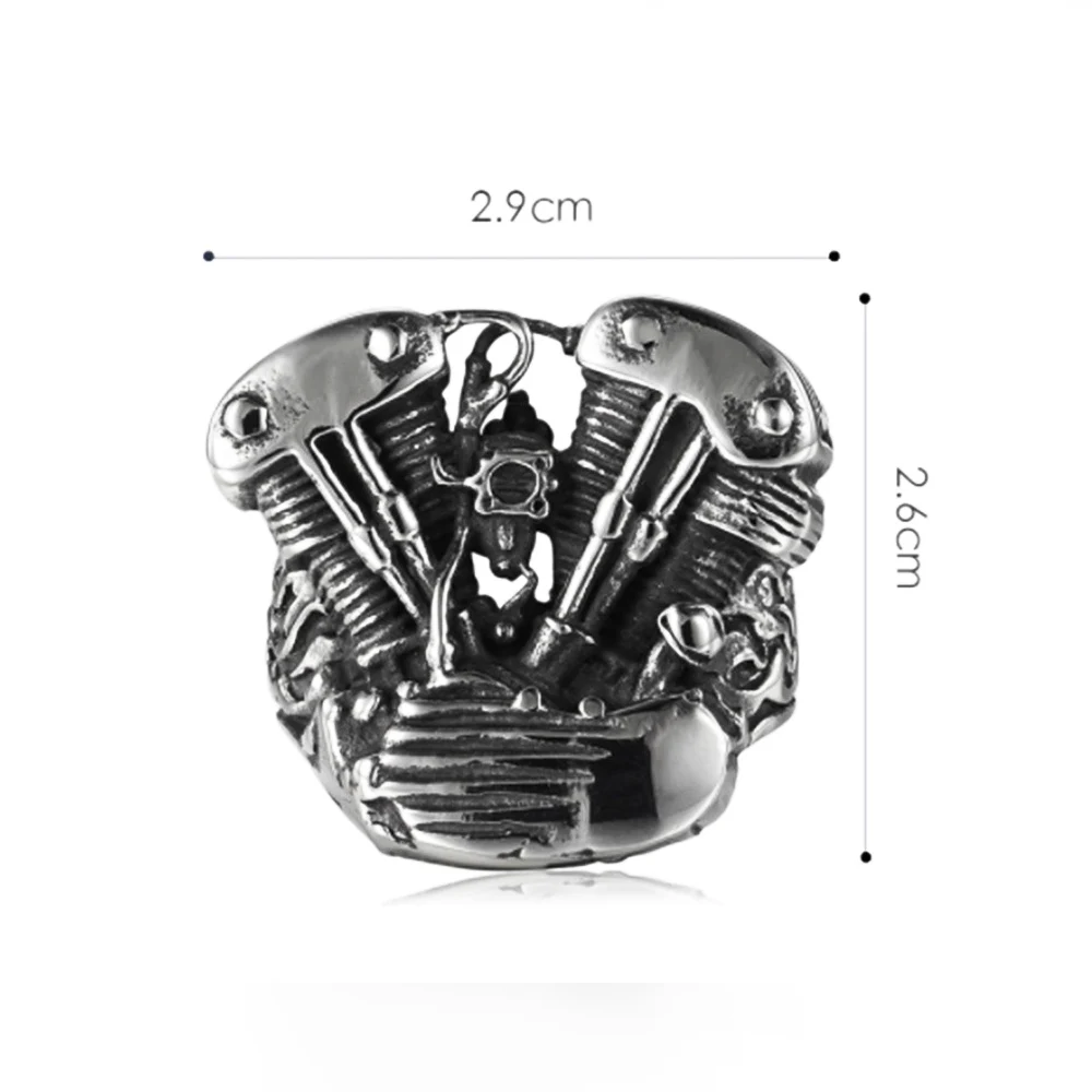 Punk Cool Man Motorcycle Engine Ring For Men Boy Gothic 316L Stainless Steel Biker Skull Ring Fashion Jewelry Gift Wholesale