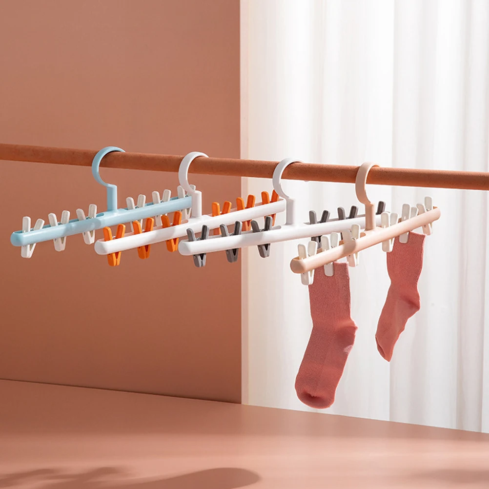 

2 pcs Socks Drying Clips PP MultiPurpose Holder Rotatable Clothes Hanger Underwear Rack WindProof Storage Solution