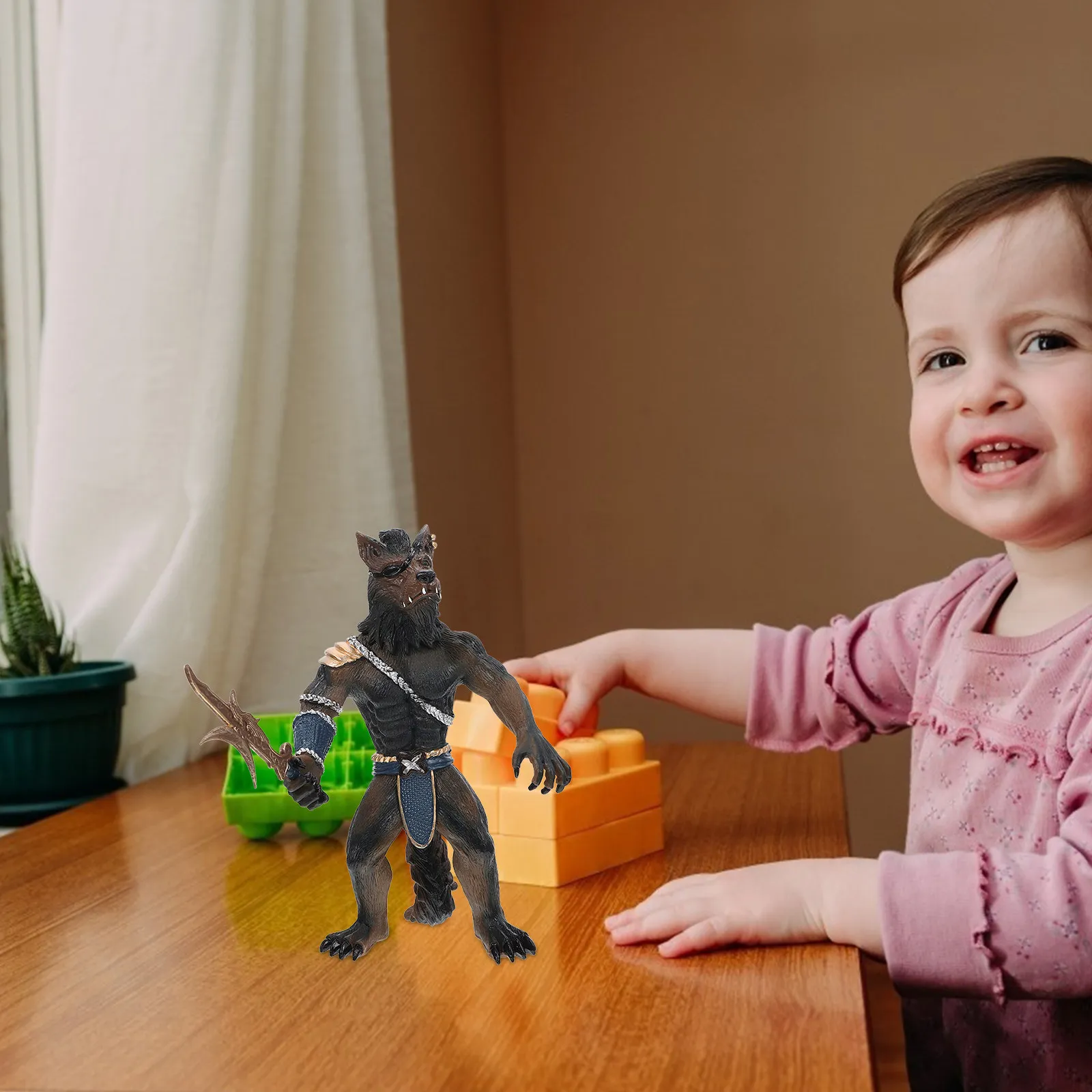 

Simulated Werewolf Soldier Statue Creative Ornament Home Office Decoration Cultivate Childrens Cognition Develop Imaginative