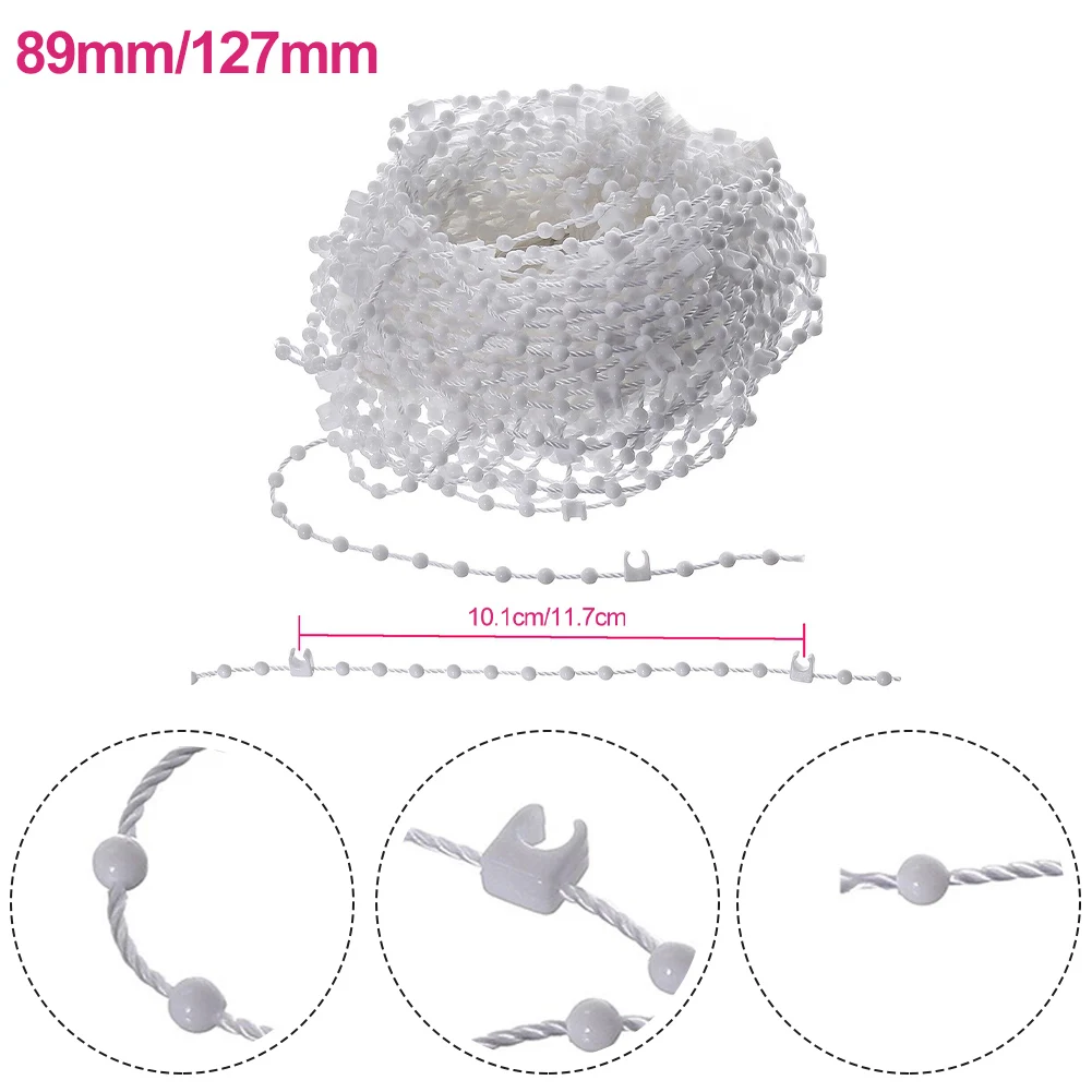 89mm/127mm 20 Metres Vertical Blind Bottom Slat Link Chain Cord Parts White For Room Window Blinds Tool Parts