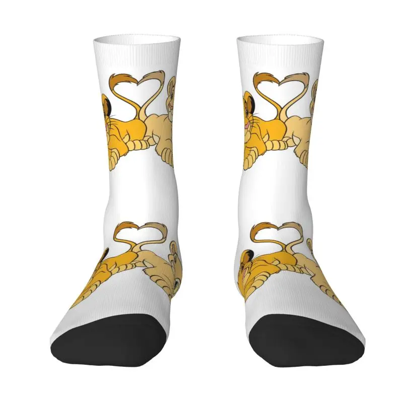 

The King Lion Men Women Crew Socks Unisex Kawaii Simba And Nala Spring Summer Autumn Winter Dress Socks