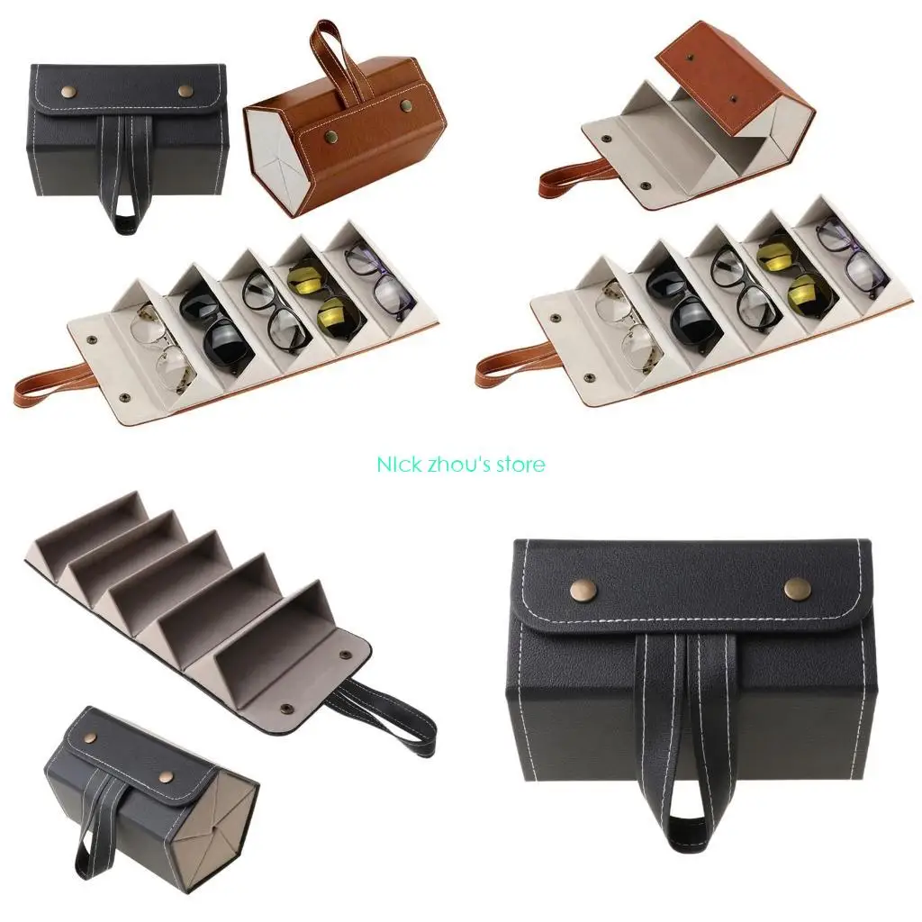 E15E 5-Slot Travel Sunglasses Collector Multiple Leather Sunglasses for C