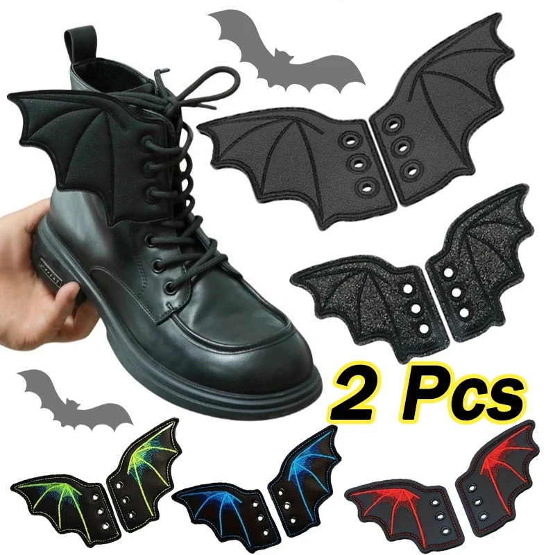 1pair Bat Wings Shoe Decoration Charms Gothic Punk Style Detachable Wing Accessories for Boots Shoes Halloween Cosplay