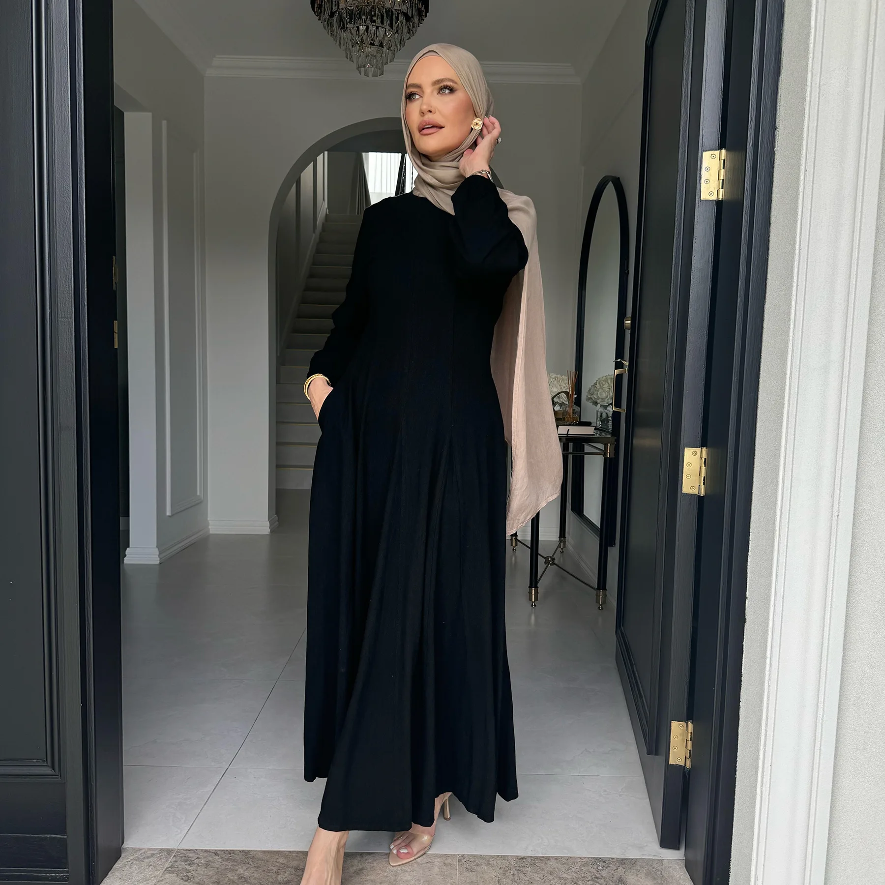 

Eid Linen Closed Abaya Dubai Modest Zipper Muslim Long Dress Abayas for Women Islamic Clothes Kaftan Robe Ramadan Eid Vestidos